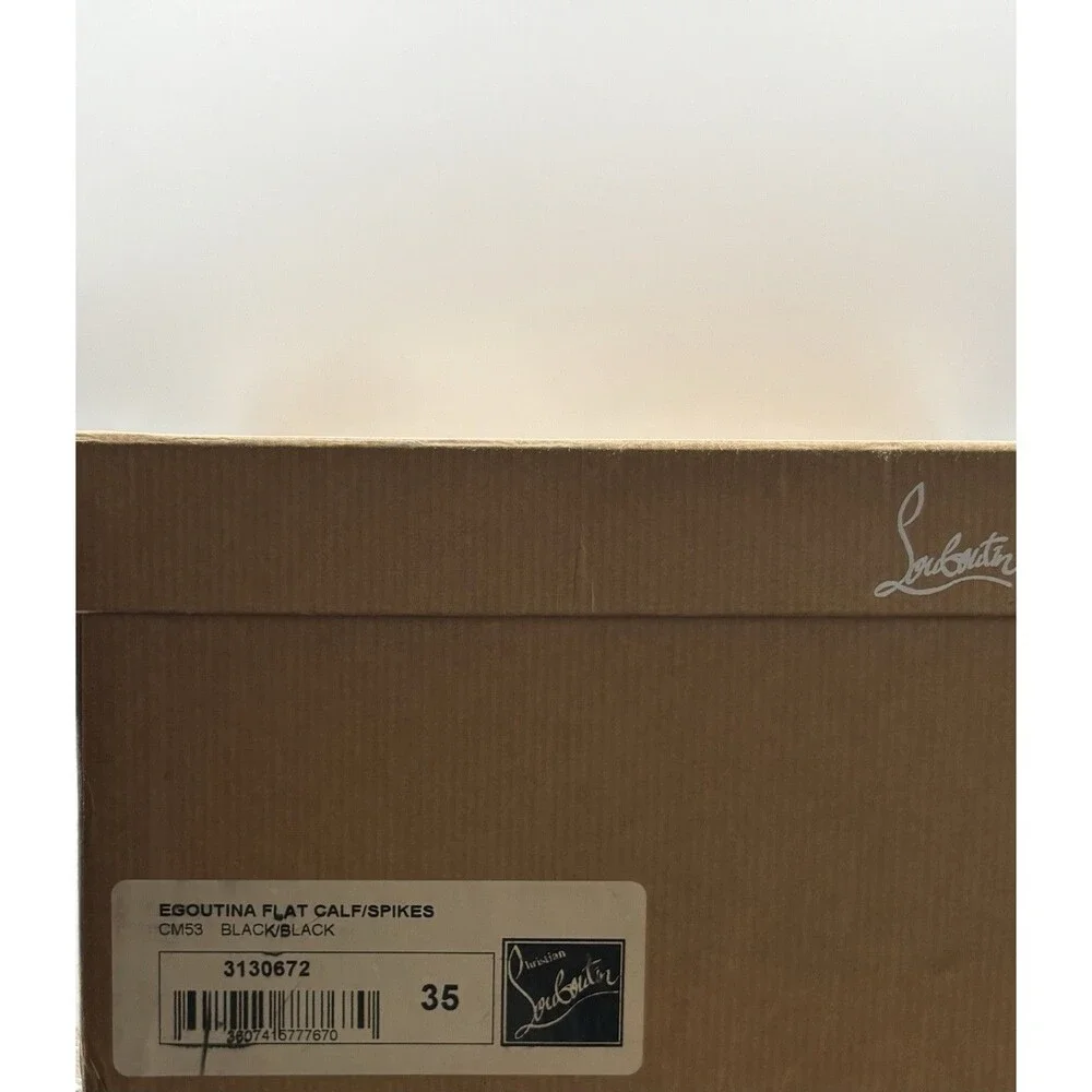 Christian Louboutin Black Leather Spike Cap Toe Egoutina Knee High Boots EU 35